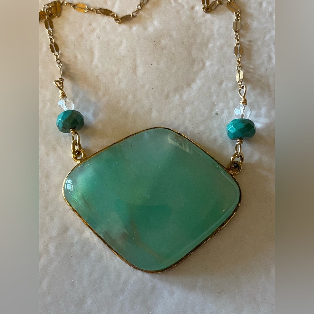 Chrysoprase Necklace set in Vermeil